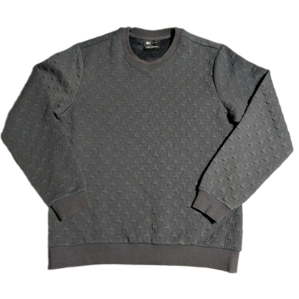 Le 31 by Simons Mens L Gray Textured Geometric Crewneck Sweatshirt Recycled